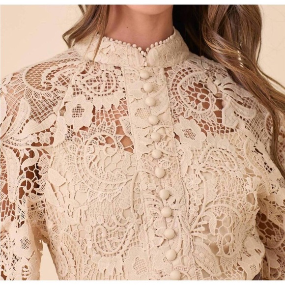 Zimmermann Waverly Lace Minidress in Cream Beige Size AU 2 / US 8 - Picture 7 of 13